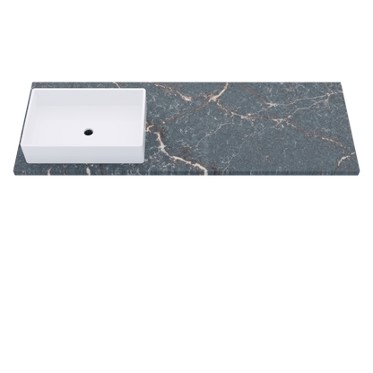 61" Vanderloc Silestone® Quartz Bathroom Vanity Top | Single Rectangle Sink | Offset in Parisien Bleu