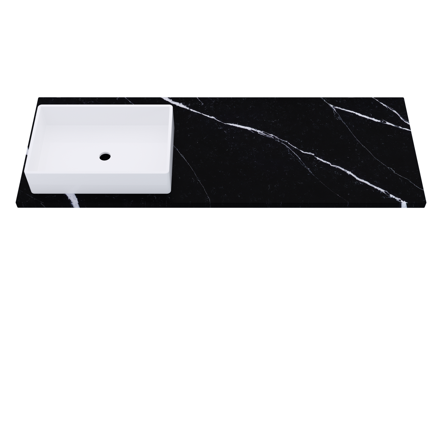 61" Vanderloc Silestone® Quartz Bathroom Vanity Top | Single Rectangle Sink | Offset in Et Marquina