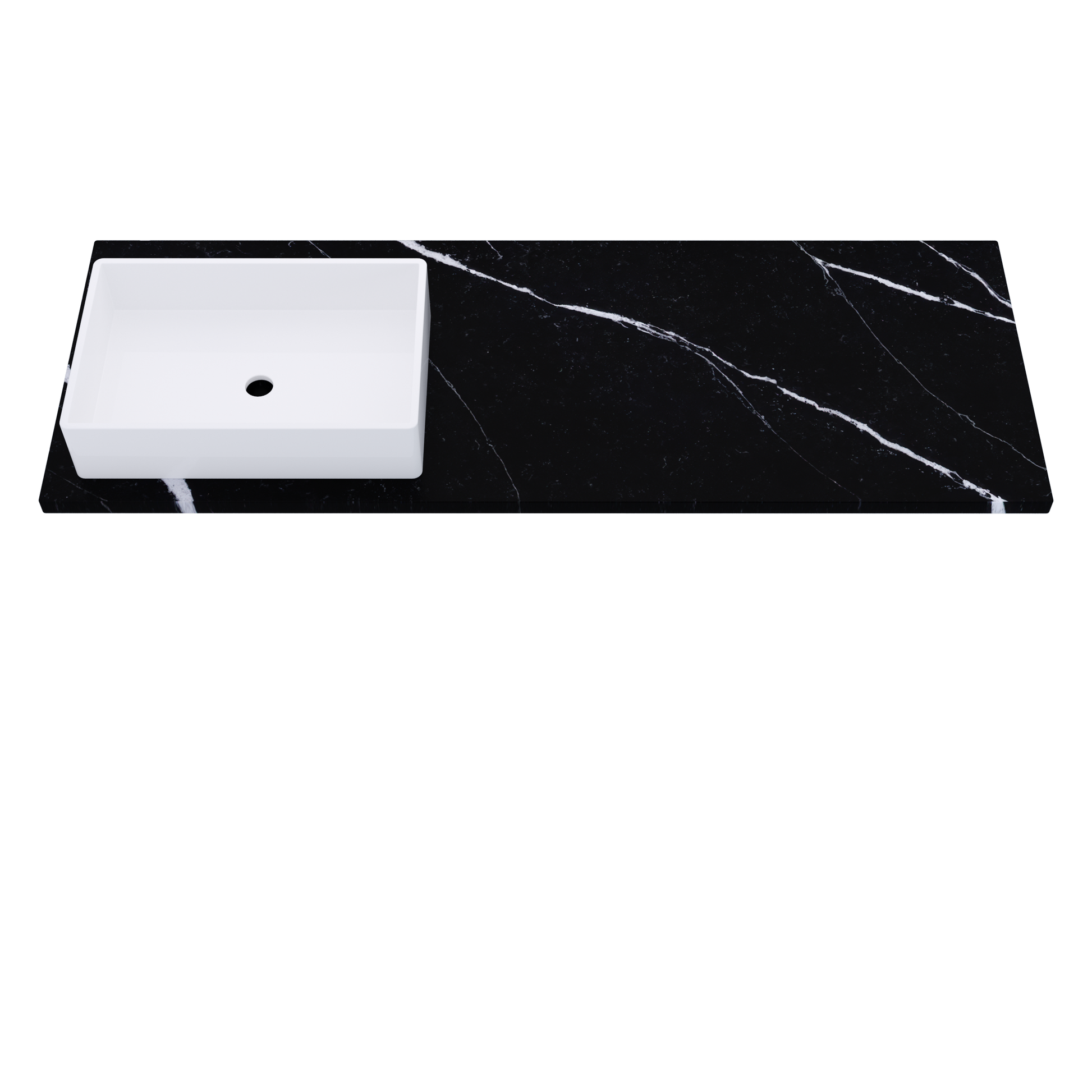 61" Vanderloc Silestone® Quartz Bathroom Vanity Top | Single Rectangle Sink | Offset in Et Marquina