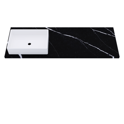 61" Vanderloc Silestone® Quartz Bathroom Vanity Top | Single Rectangle Sink | Offset in Et Marquina