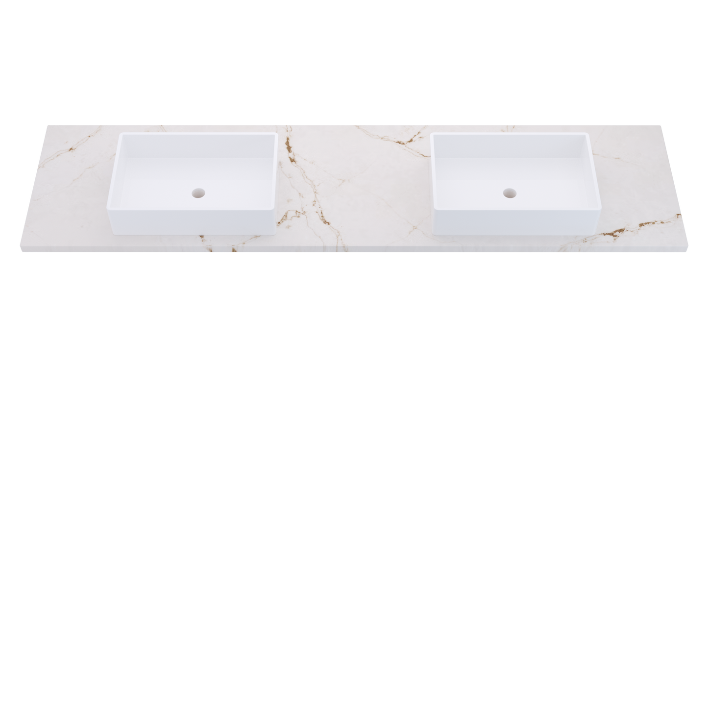 85" Vanderloc Silestone® Quartz Bathroom Vanity Top | Double Vigo Sink | Centered in Versailles Ivory