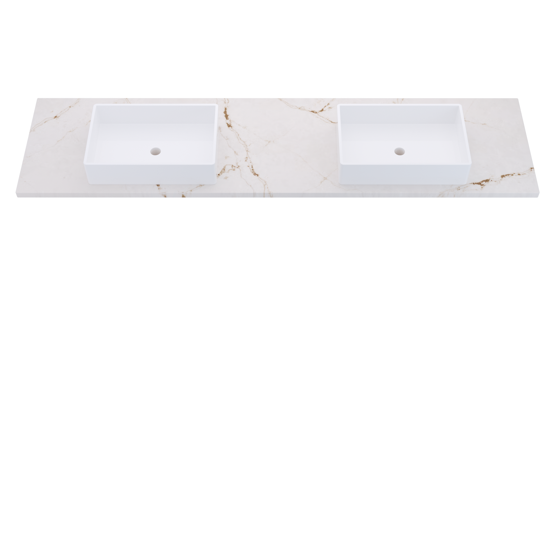 85" Vanderloc Silestone® Quartz Bathroom Vanity Top | Double Vigo Sink | Centered in Versailles Ivory