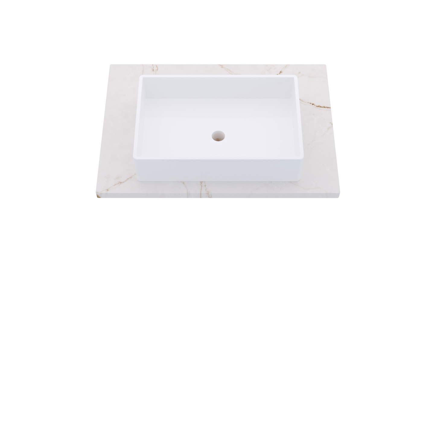 31" Vanderloc Silestone® Quartz Bathroom Vanity Top | Single Vigo Sink | Centered in Versailles Ivory