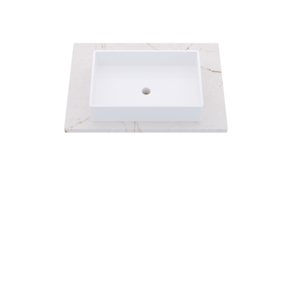 31" Vanderloc Silestone® Quartz Bathroom Vanity Top | Single Vigo Sink | Centered in Versailles Ivory