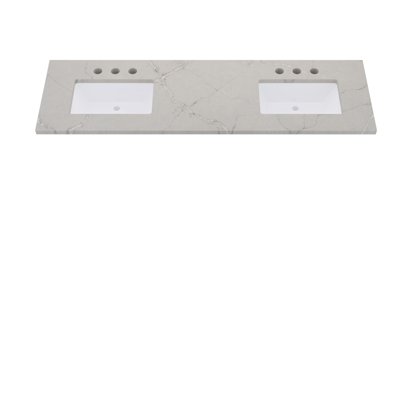 73" Vanderloc Silestone® Quartz Bathroom Vanity Top | Double Rectangle Sink | Offset in Victorian Silver