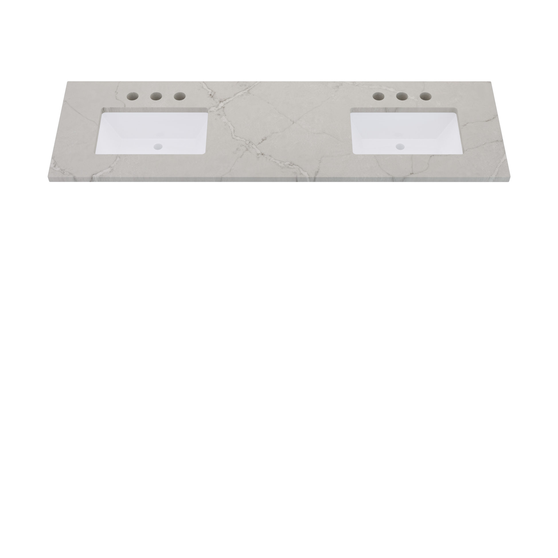 73" Vanderloc Silestone® Quartz Bathroom Vanity Top | Double Rectangle Sink | Offset in Victorian Silver