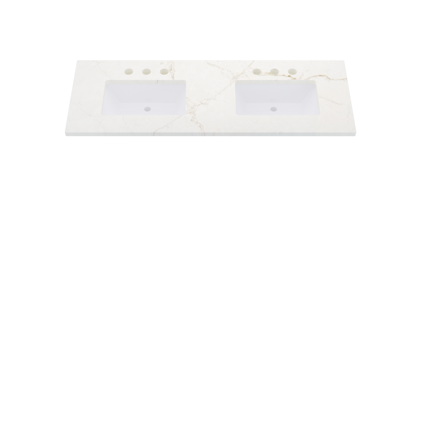 61" Vanderloc Silestone® Quartz Bathroom Vanity Top | Double Rectangle Sink | Centered in Blanc Elysee