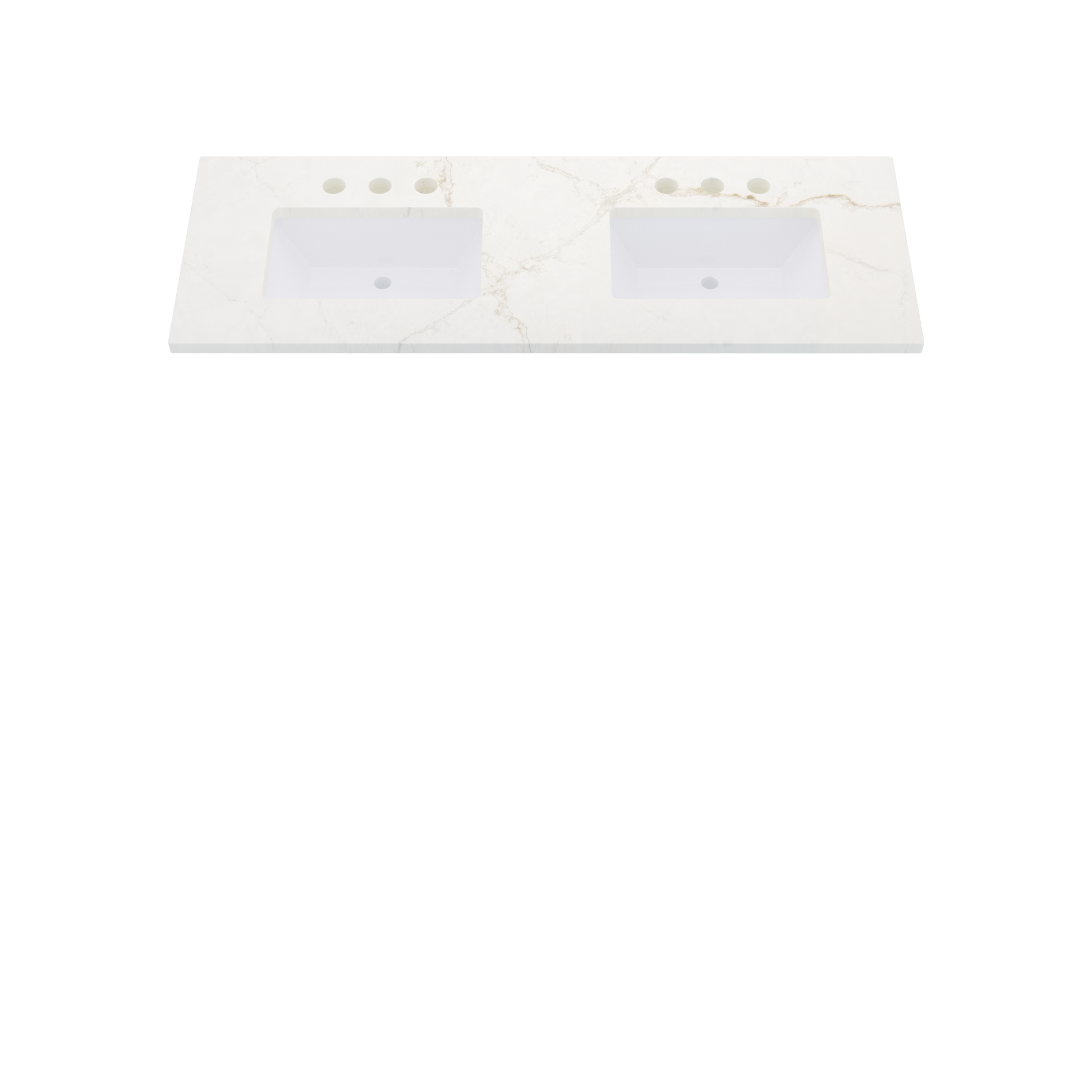 61" Vanderloc Silestone® Quartz Bathroom Vanity Top | Double Rectangle Sink | Centered in Blanc Elysee