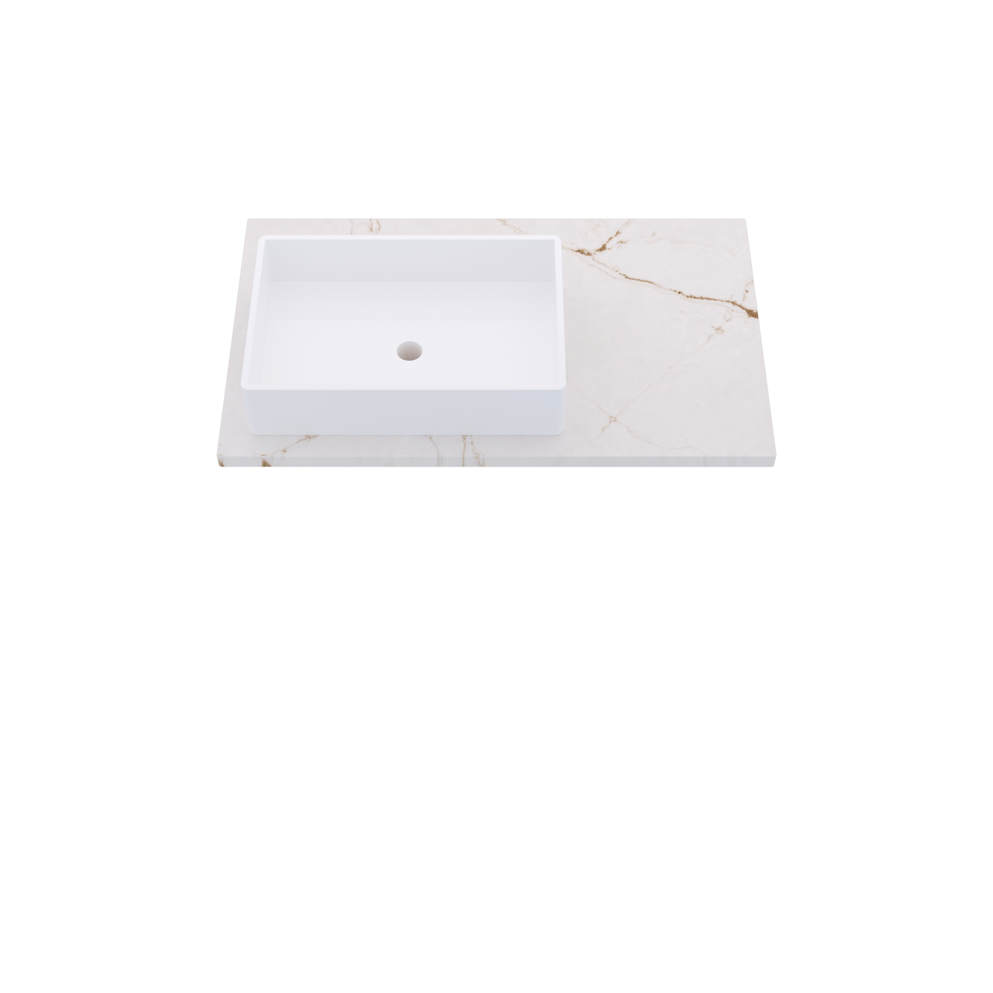 37" Vanderloc Silestone® Quartz Bathroom Vanity Top | Single Rectangle Sink | Offset in Versailles Ivory