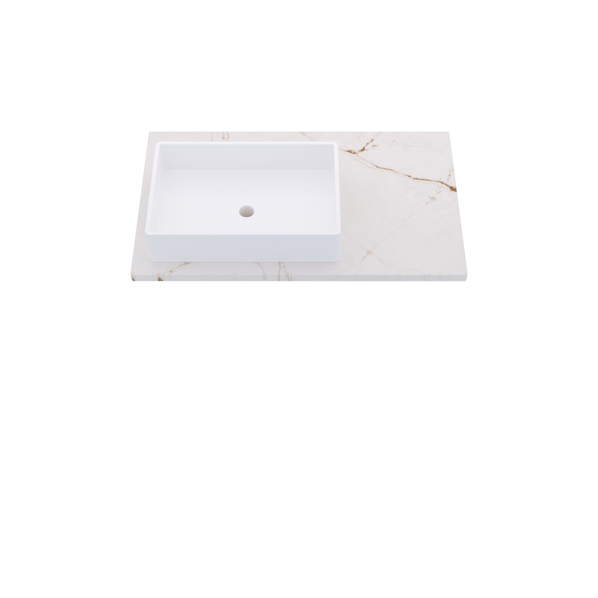 37" Vanderloc Silestone® Quartz Bathroom Vanity Top | Single Rectangle Sink | Offset in Versailles Ivory