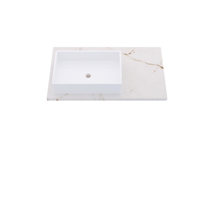 37" Vanderloc Silestone® Quartz Bathroom Vanity Top | Single Rectangle Sink | Offset in Versailles Ivory