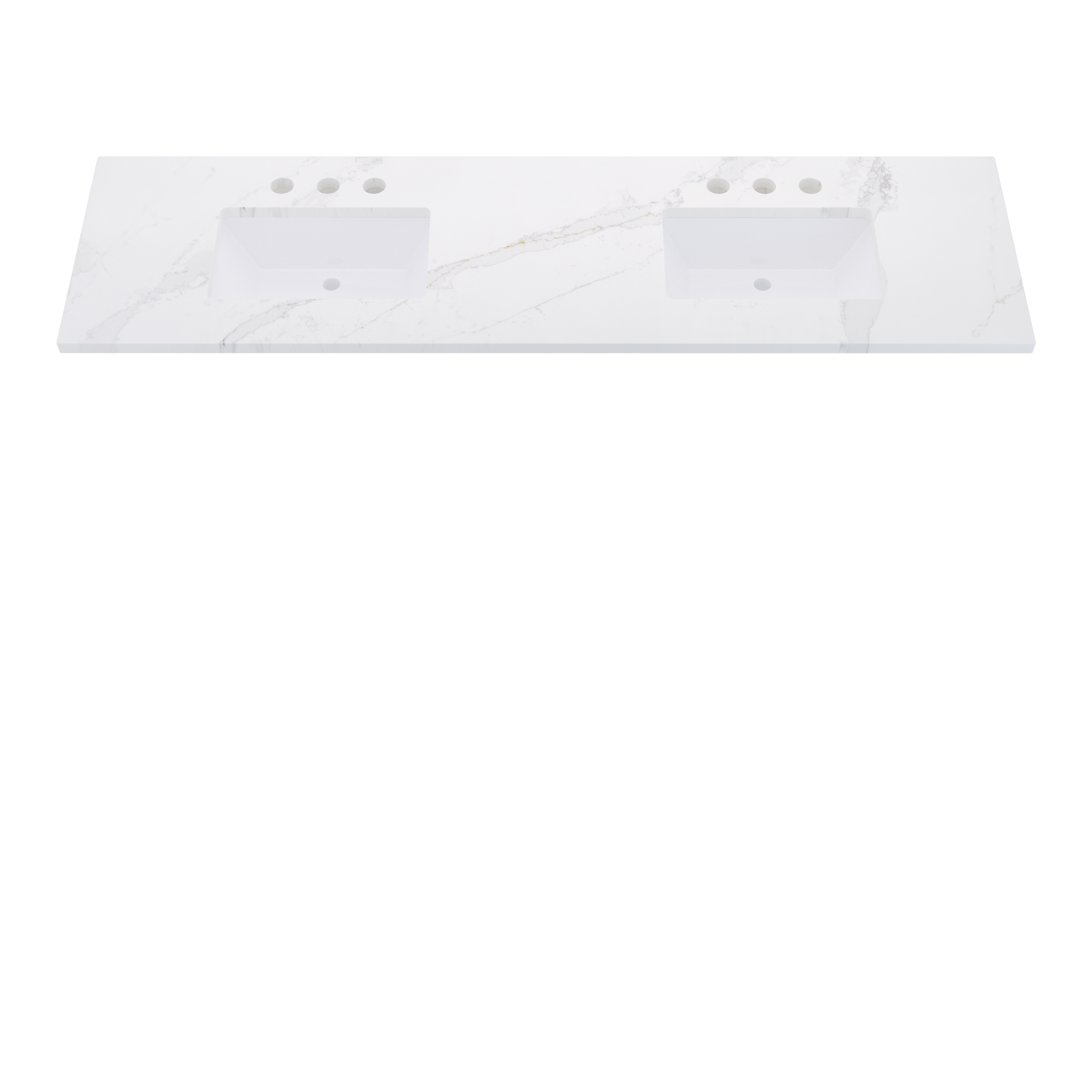 79" Vanderloc Silestone® Quartz Bathroom Vanity Top | Double Rectangle Sink | Centered in Et Calacatta Gold