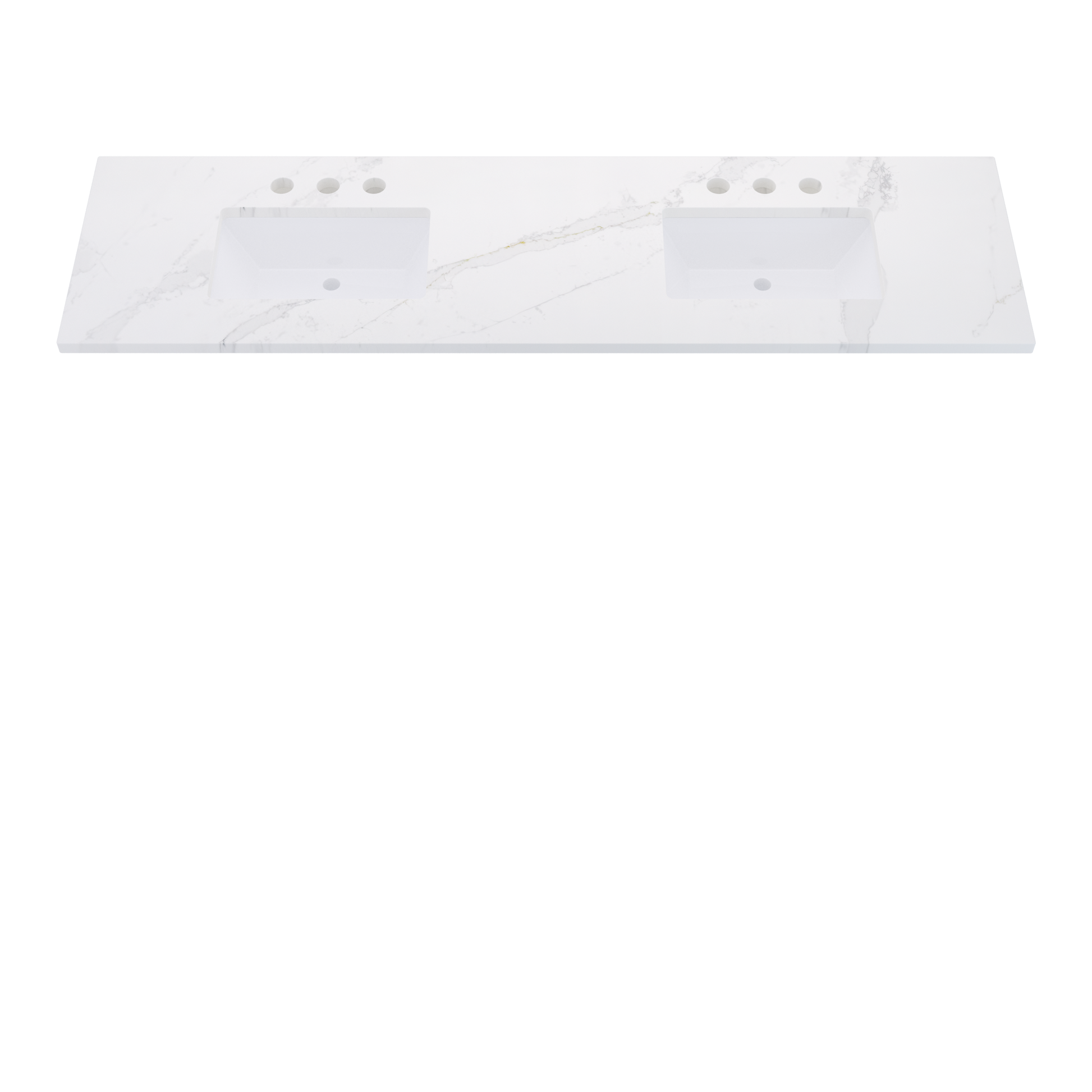 79" Vanderloc Silestone® Quartz Bathroom Vanity Top | Double Rectangle Sink | Centered in Et Calacatta Gold