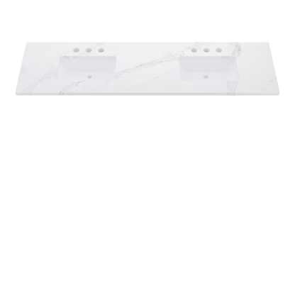 79" Vanderloc Silestone® Quartz Bathroom Vanity Top | Double Rectangle Sink | Centered in Et Calacatta Gold