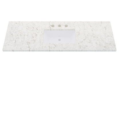 61" Vanderloc Silestone® Quartz Bathroom Vanity Top | Single Rectangle Sink | Centered in Lusso