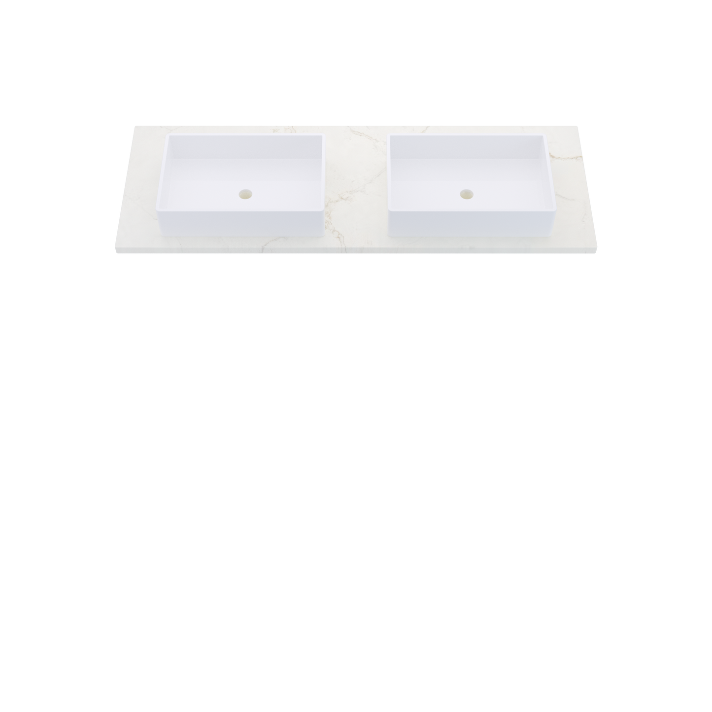 61" Vanderloc Silestone® Quartz Bathroom Vanity Top | Double Vigo Sink | Centered in Blanc Elysee