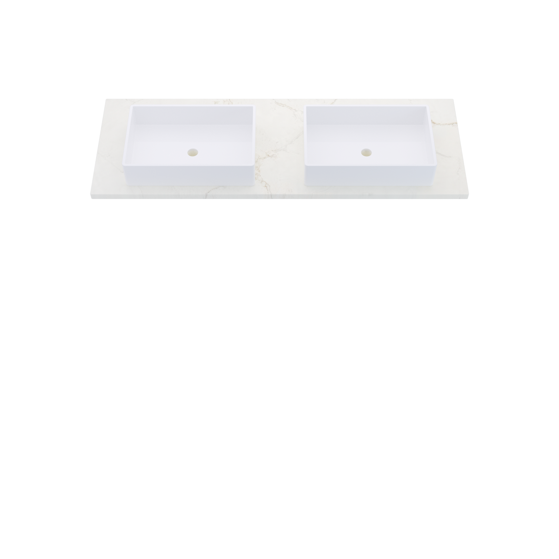 61" Vanderloc Silestone® Quartz Bathroom Vanity Top | Double Vigo Sink | Centered in Blanc Elysee