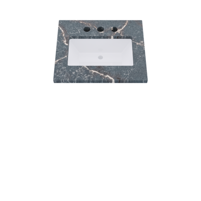25" Vanderloc Silestone® Quartz Bathroom Vanity Top | Single Rectangle Sink | Centered in Parisien Bleu