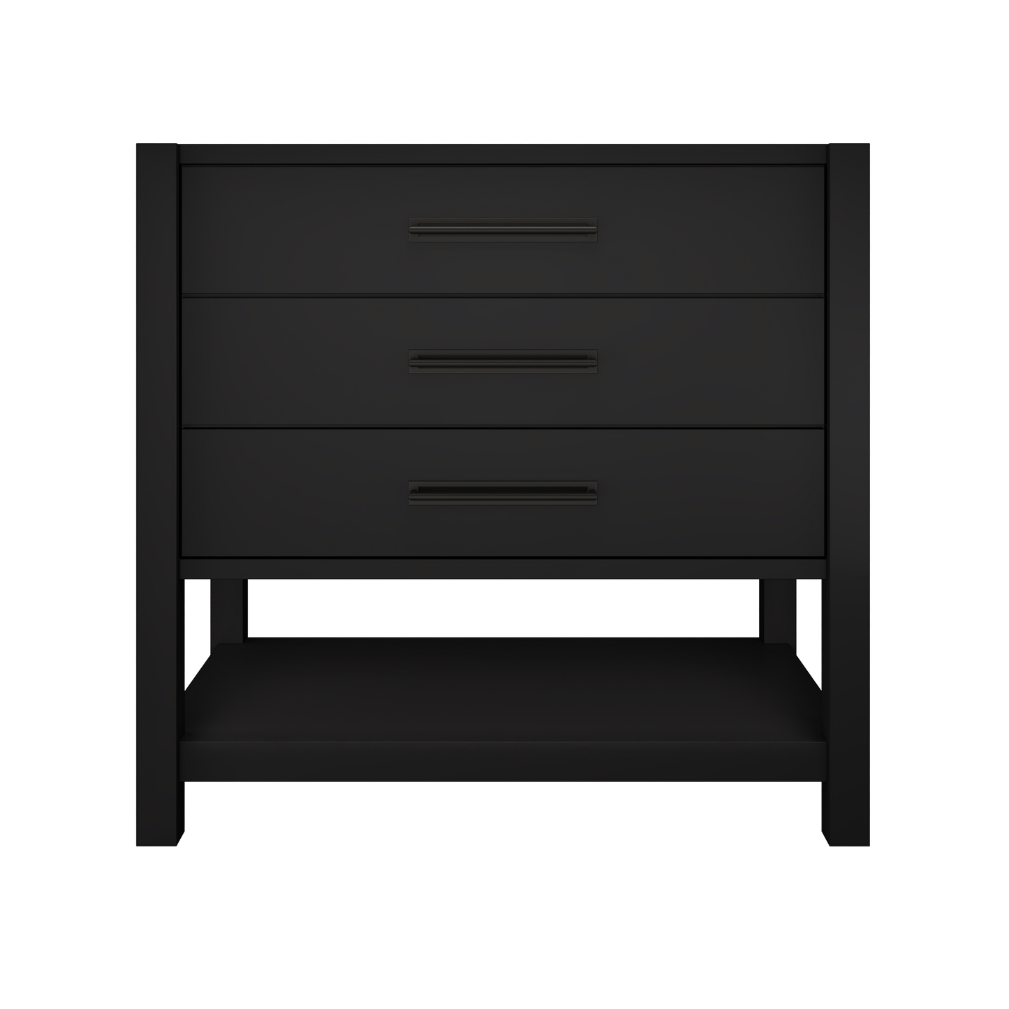 Kiawah 3-Drawer Single Bath Vanity 36in Noir Matte Black