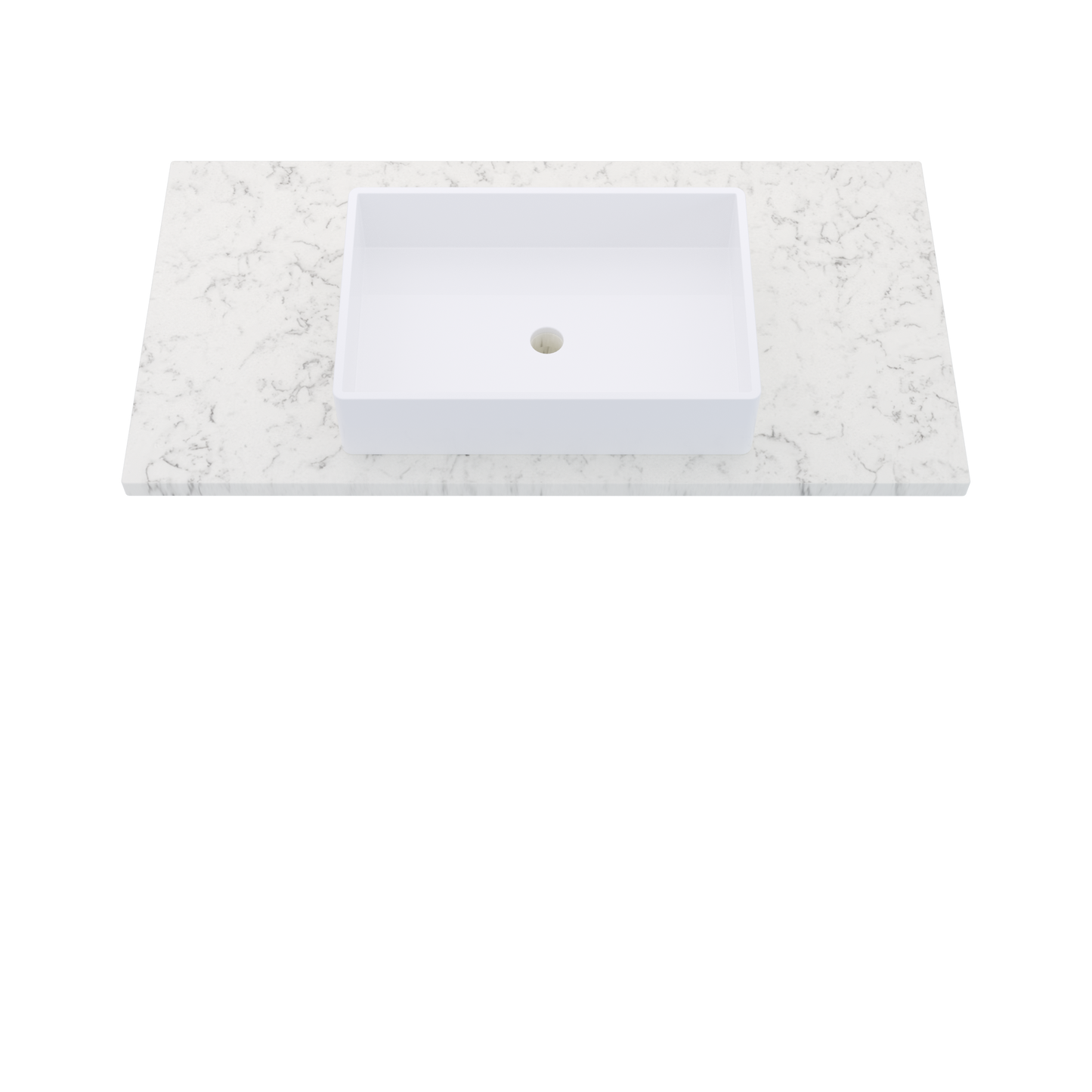 43" Vanderloc Silestone® Quartz Bathroom Vanity Top | Single Vigo Sink | Centered in Lyra