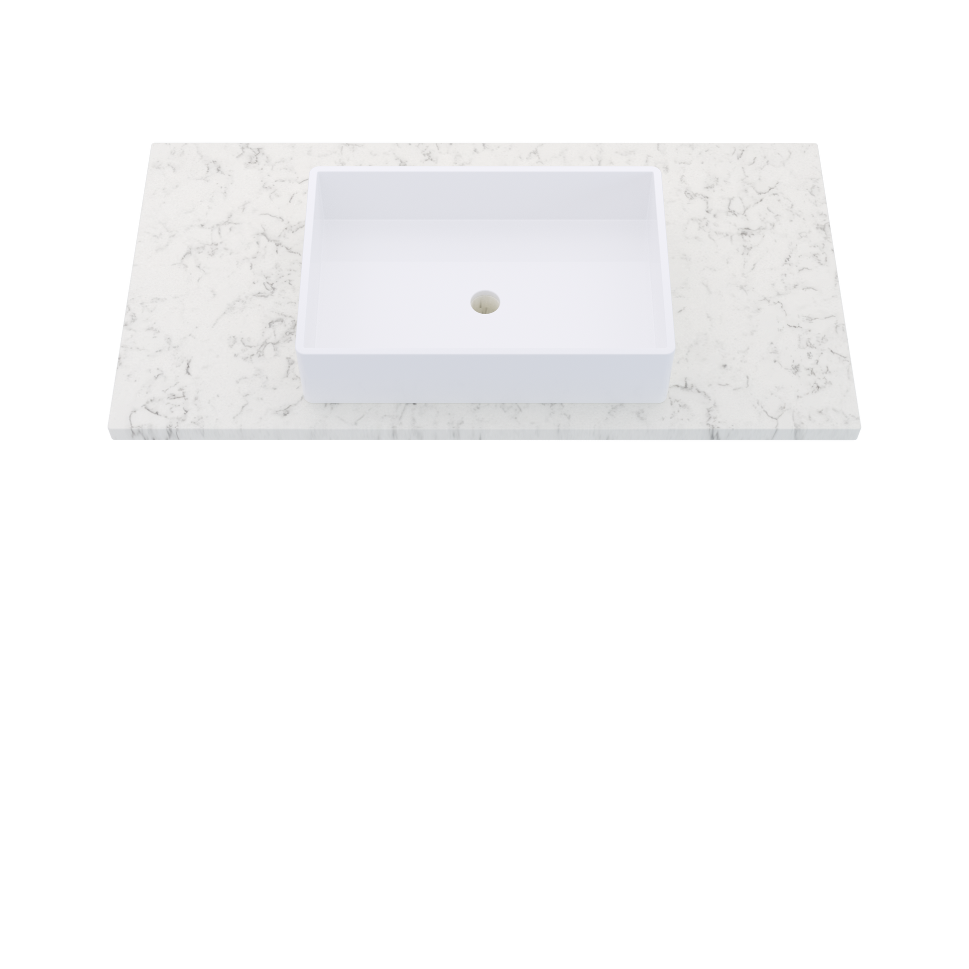 43" Vanderloc Silestone® Quartz Bathroom Vanity Top | Single Vigo Sink | Centered in Lyra
