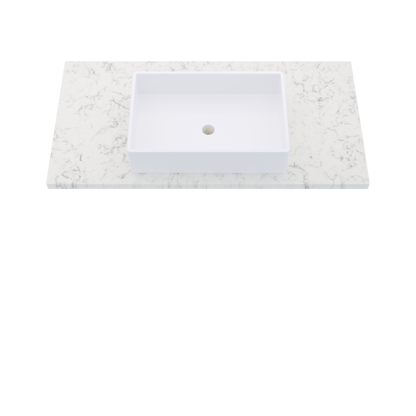 43" Vanderloc Silestone® Quartz Bathroom Vanity Top | Single Vigo Sink | Centered in Lyra
