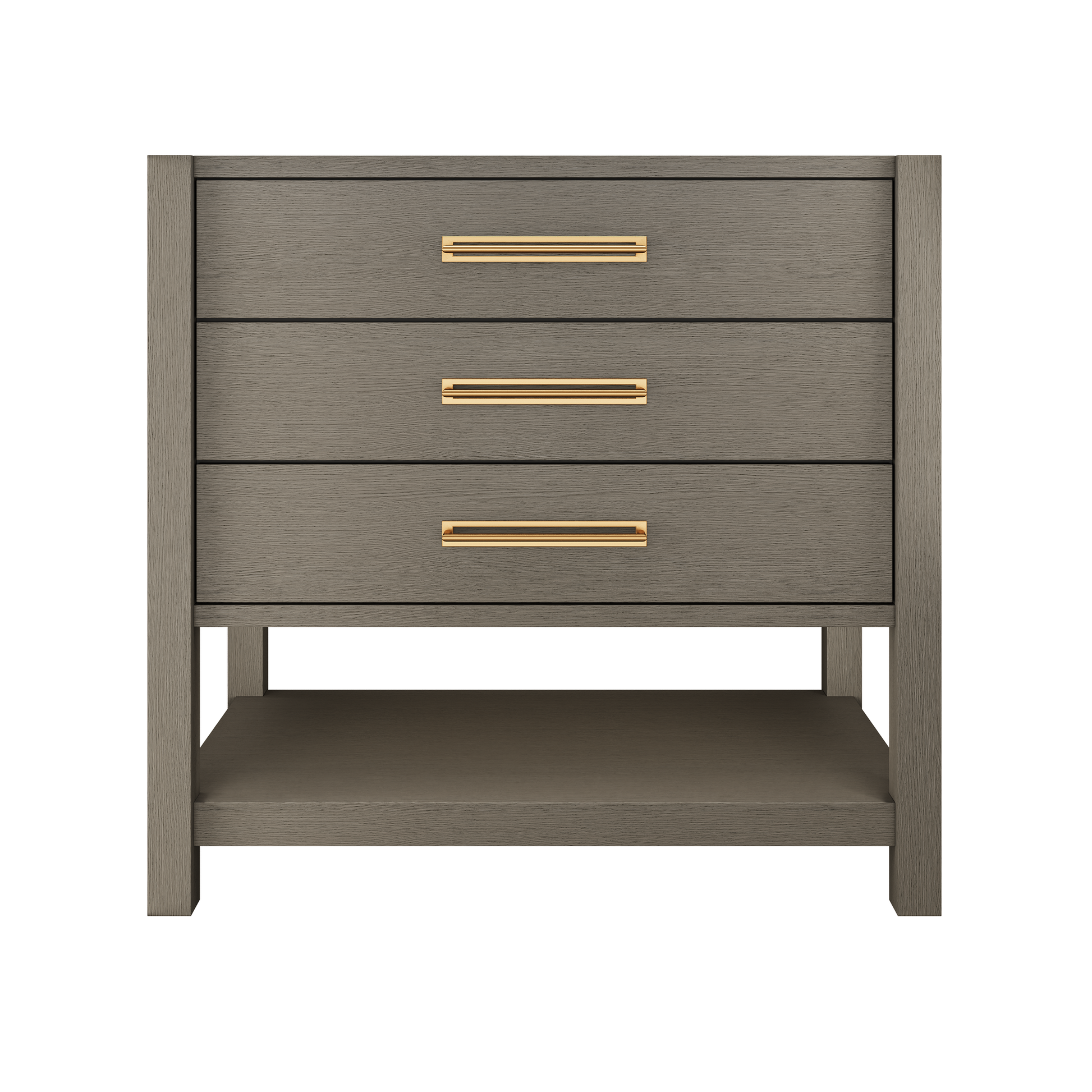 Kiawah 3-Drawer Single Bath Vanity 36in Gray Weathered Satin Gold