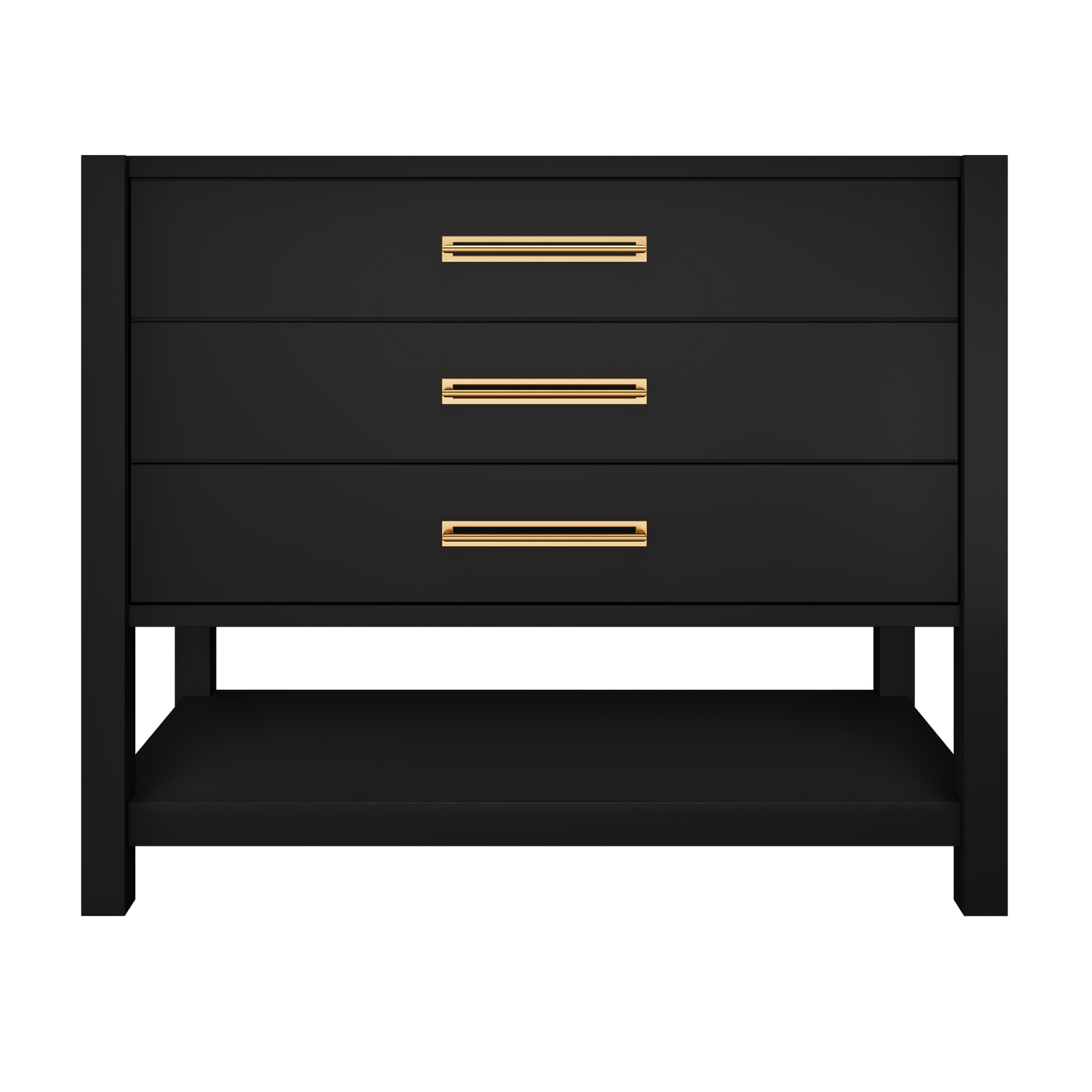 Kiawah 3-Drawer Single Bath Vanity 42in Noir Satin Gold