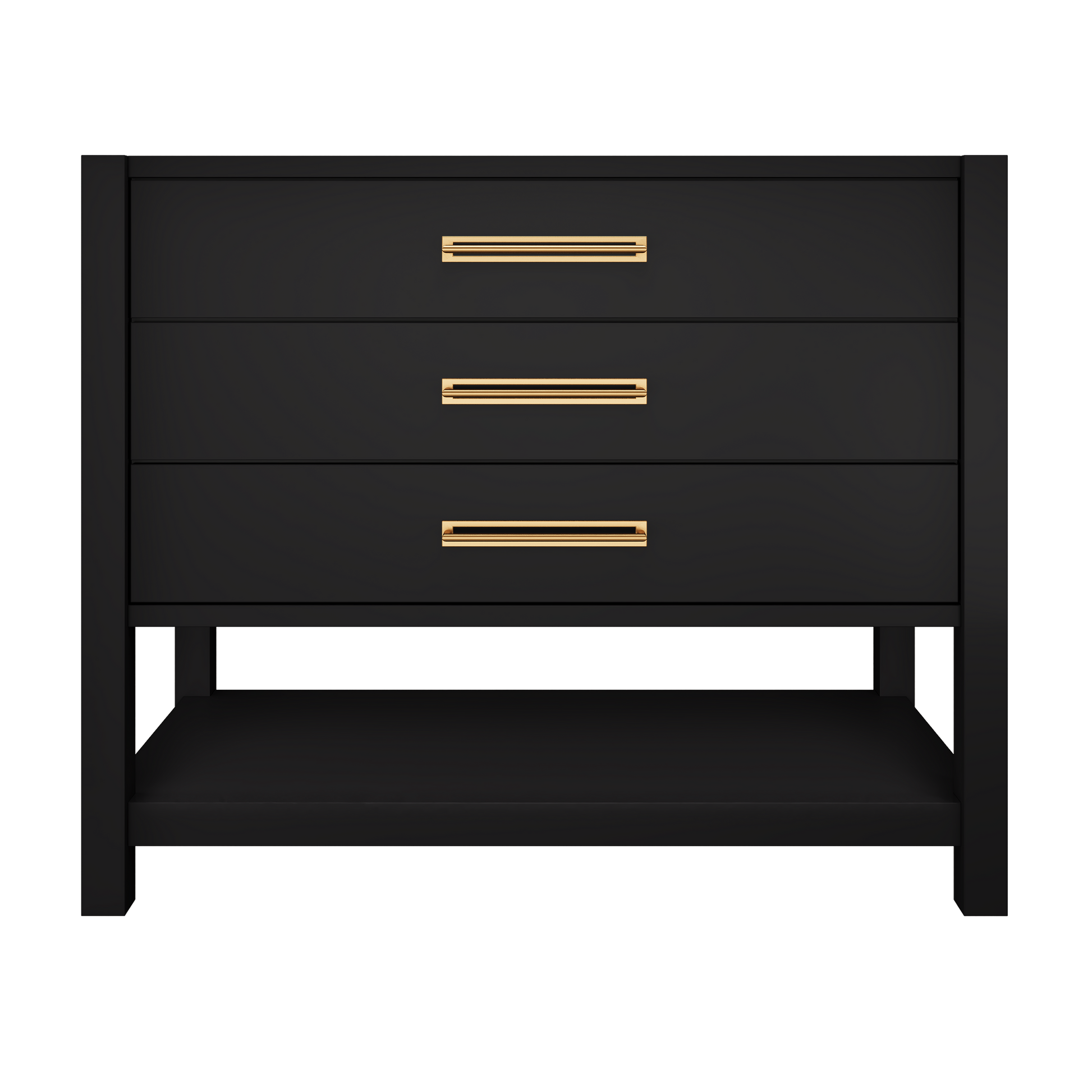 Kiawah 3-Drawer Single Bath Vanity 42in Noir Satin Gold