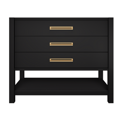 Kiawah 3-Drawer Single Bath Vanity 42in Noir Satin Gold