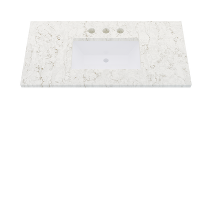 43" Vanderloc Silestone® Quartz Bathroom Vanity Top | Single Rectangle Sink | Centered in Lusso
