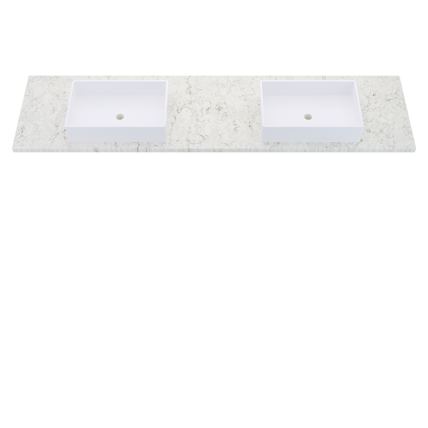 85" Vanderloc Silestone® Quartz Bathroom Vanity Top | Double Vigo Sink | Centered in Lusso