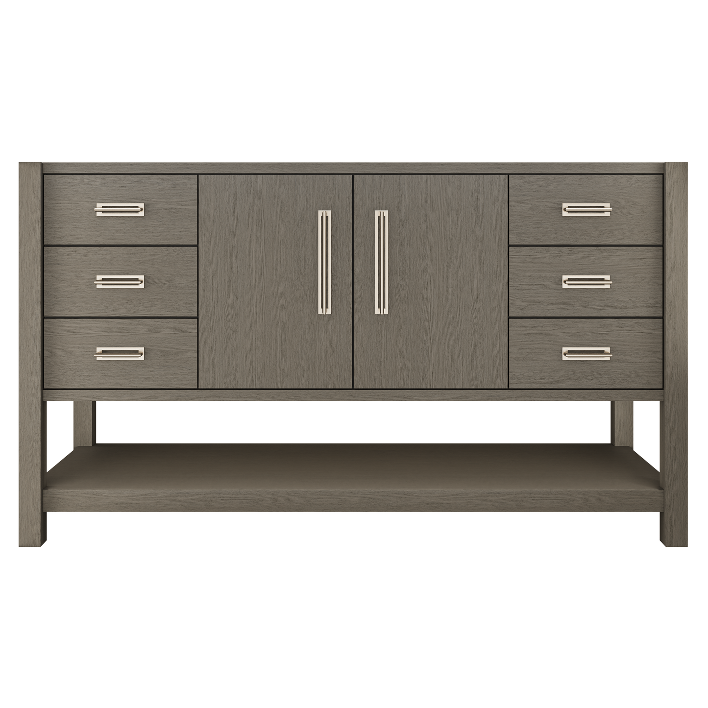 Kiawah Single Extra-Wide Bath Vanity 60in Gray Weathered Satin Nickel