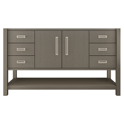 Kiawah Single Extra-Wide Bath Vanity 60in Gray Weathered Satin Nickel
