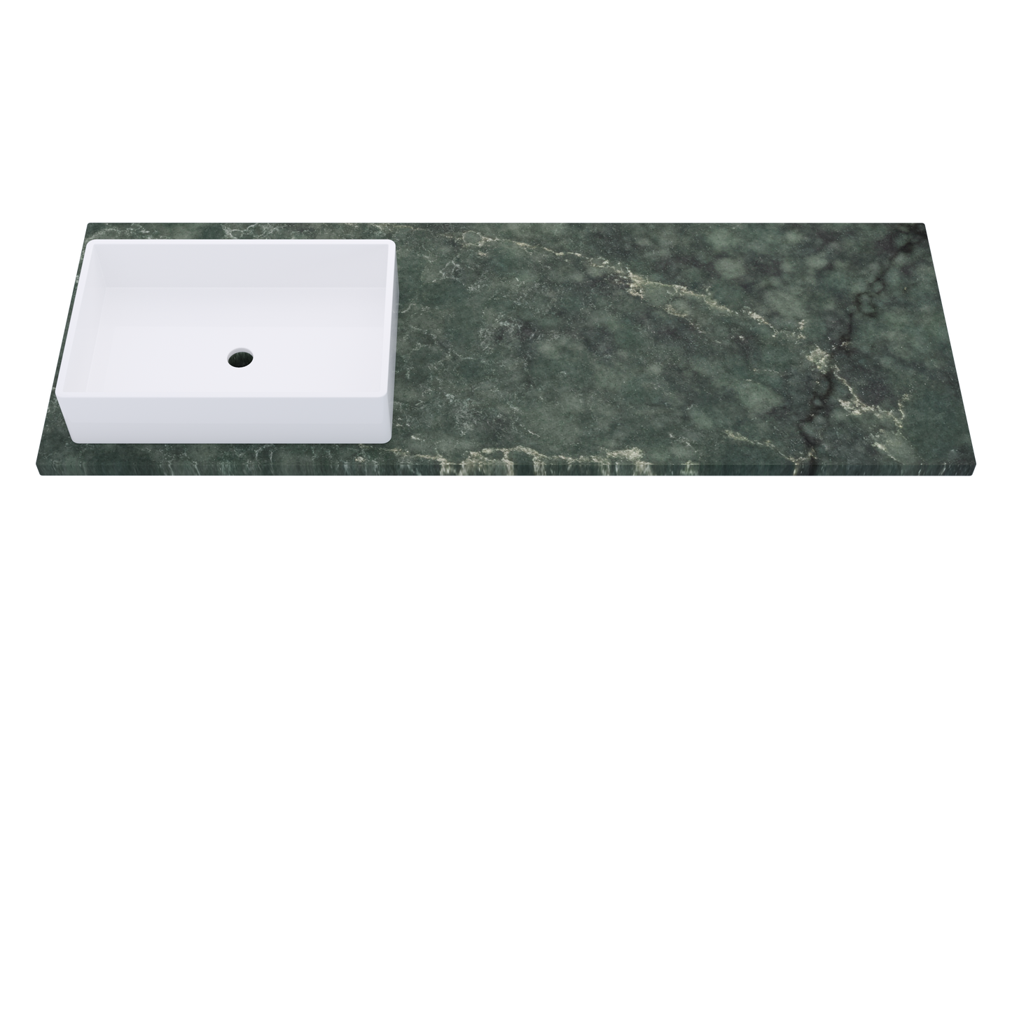 61" Vanderloc Silestone® Quartz Bathroom Vanity Top | Single Rectangle Sink | Offset in Jardin Emerald