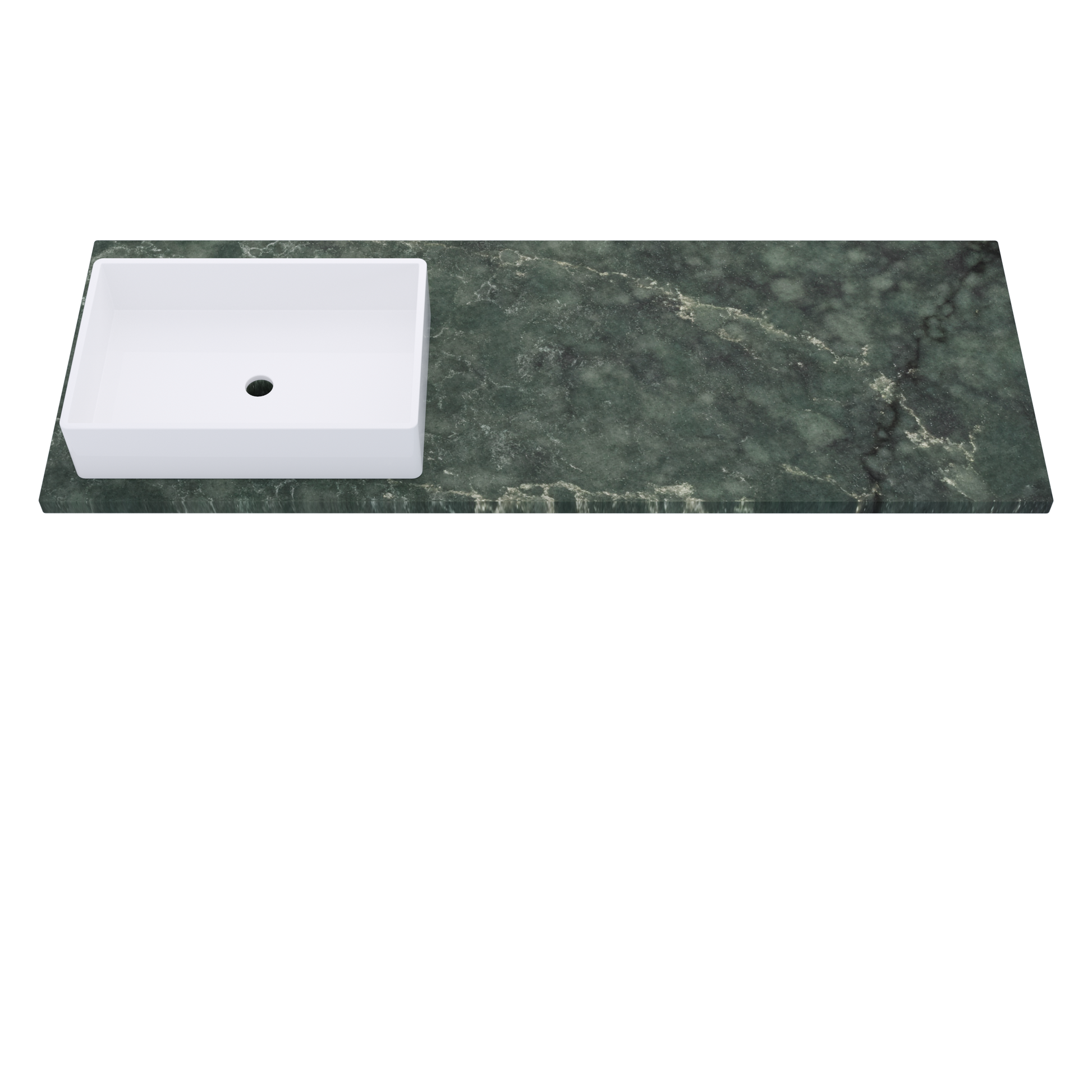 61" Vanderloc Silestone® Quartz Bathroom Vanity Top | Single Rectangle Sink | Offset in Jardin Emerald