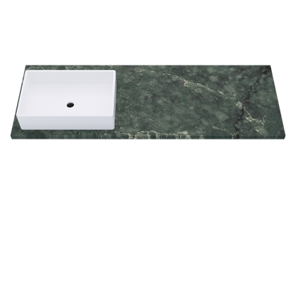 61" Vanderloc Silestone® Quartz Bathroom Vanity Top | Single Rectangle Sink | Offset in Jardin Emerald