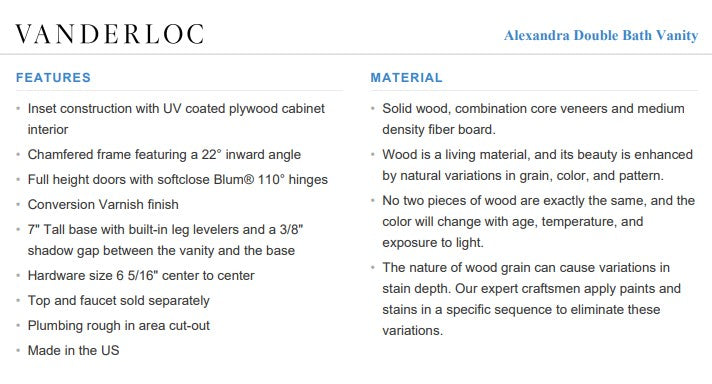 Vanderloc Alexandra Double Bath Vanity