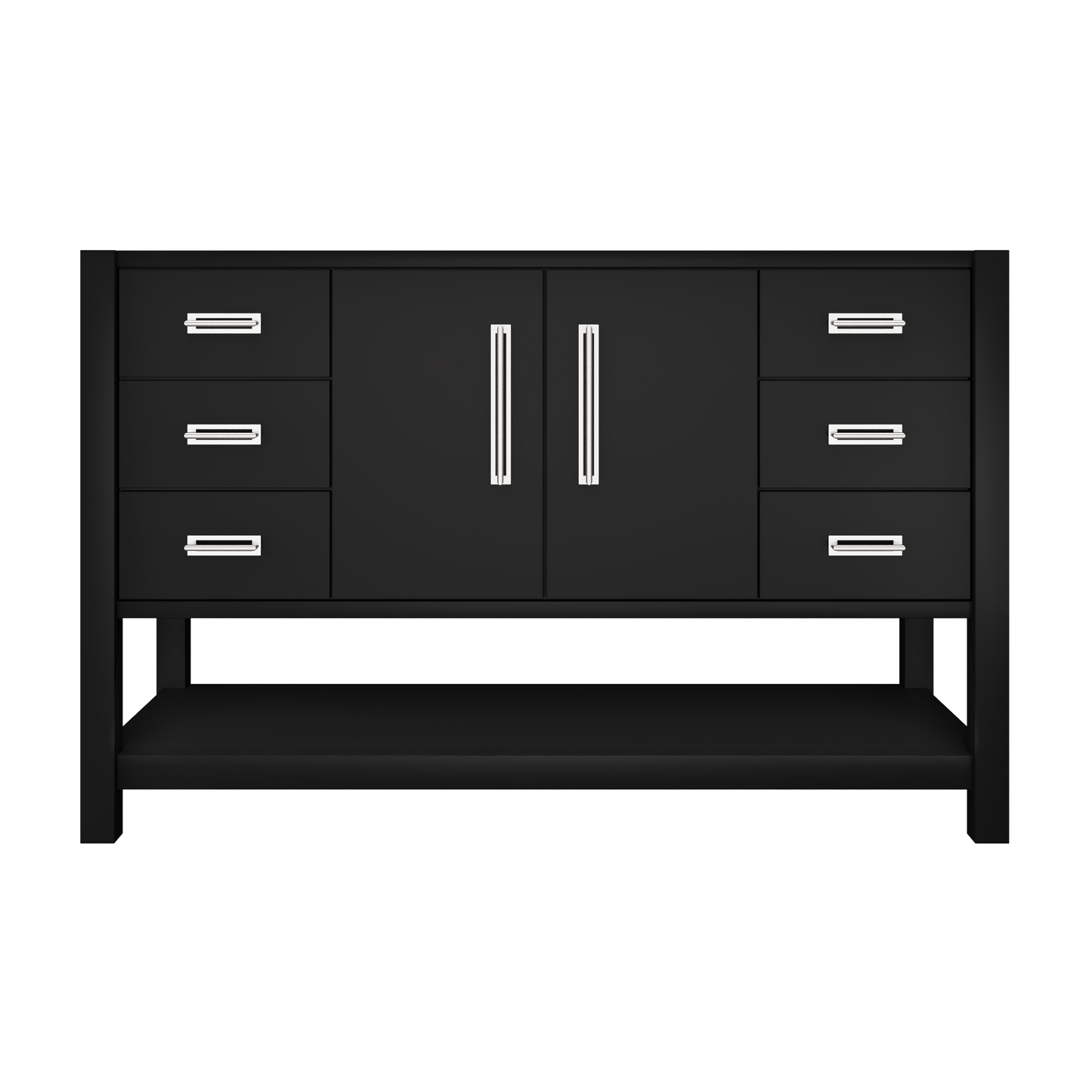 Kiawah Single Extra-Wide Bath Vanity 54in Noir Polished Chrome