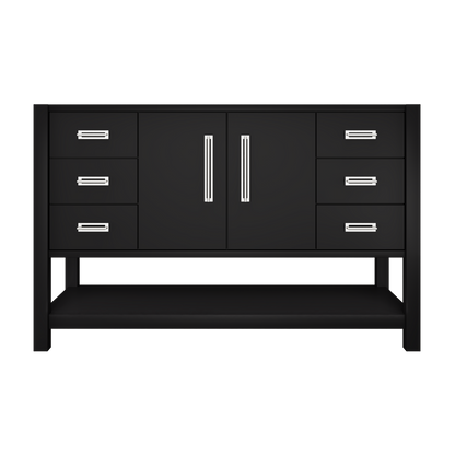 Kiawah Single Extra-Wide Bath Vanity 54in Noir Polished Chrome