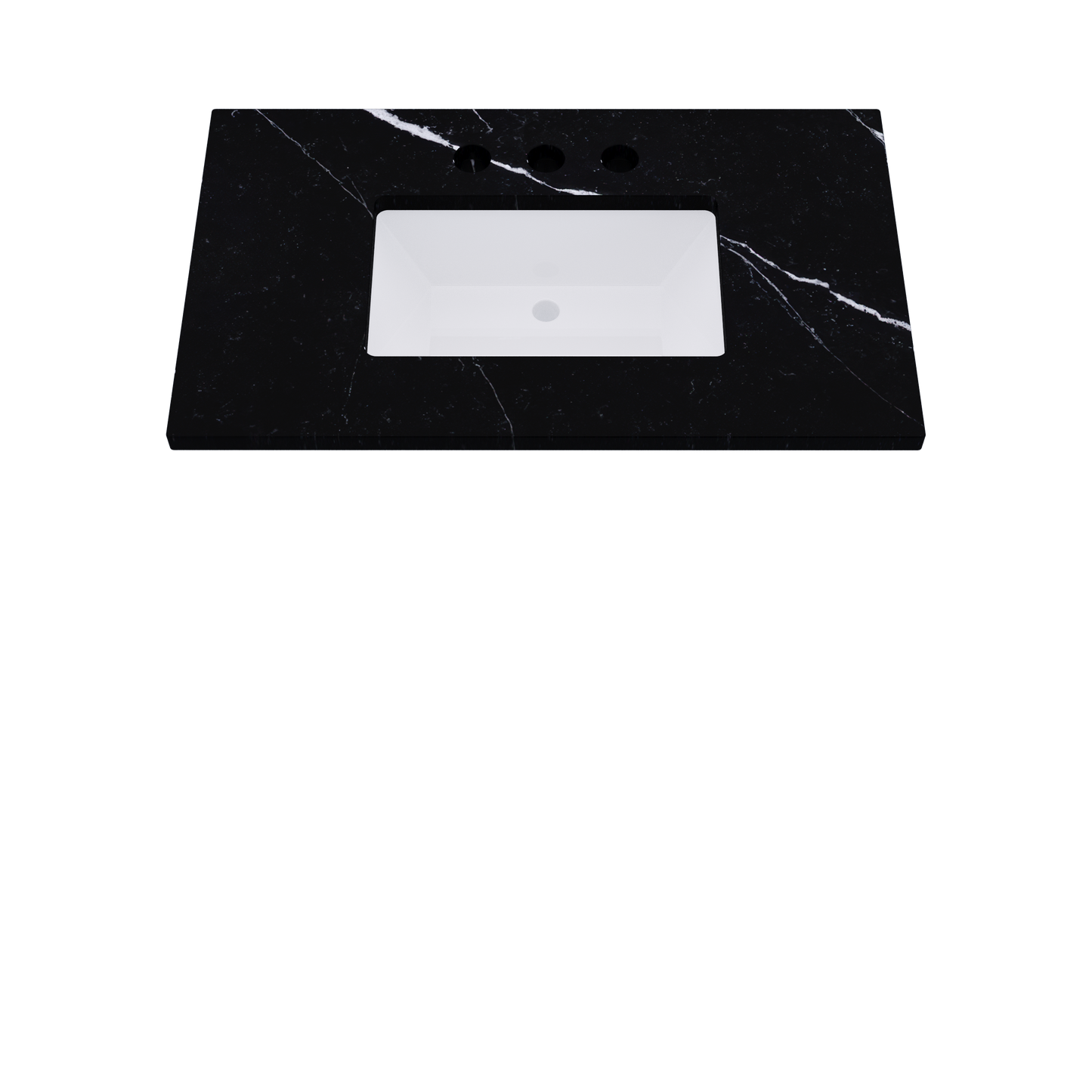 37" Vanderloc Silestone® Quartz Bathroom Vanity Top | Single Rectangle Sink | Centered in Eternal Marquina