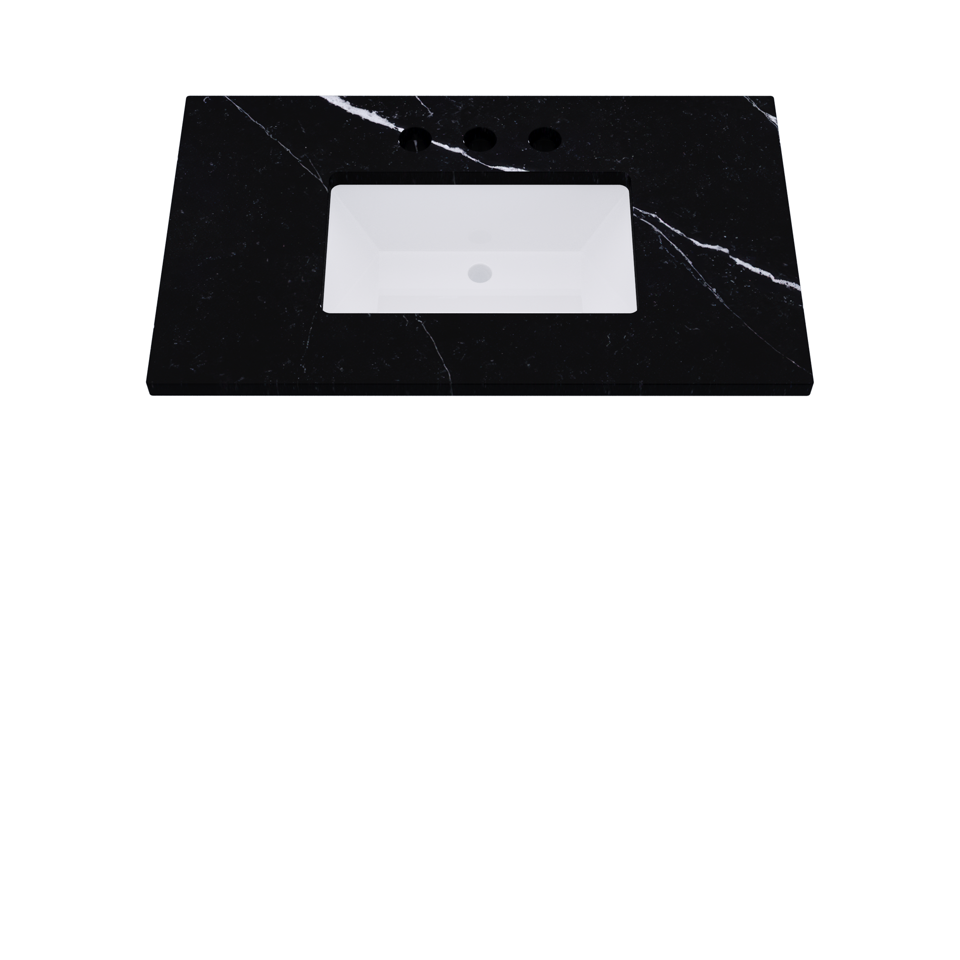 37" Vanderloc Silestone® Quartz Bathroom Vanity Top | Single Rectangle Sink | Centered in Eternal Marquina