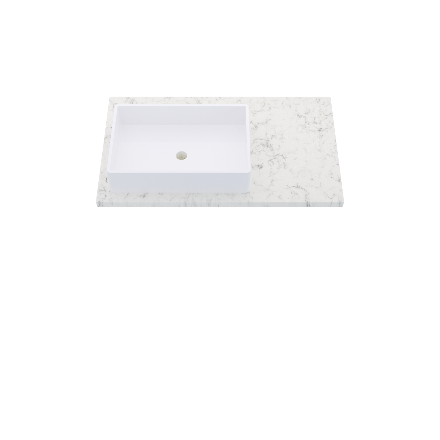 37" Vanderloc Silestone® Quartz Bathroom Vanity Top | Single Rectangle Sink | Offset in Lyra