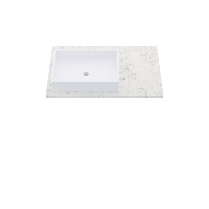 37" Vanderloc Silestone® Quartz Bathroom Vanity Top | Single Rectangle Sink | Offset in Lyra