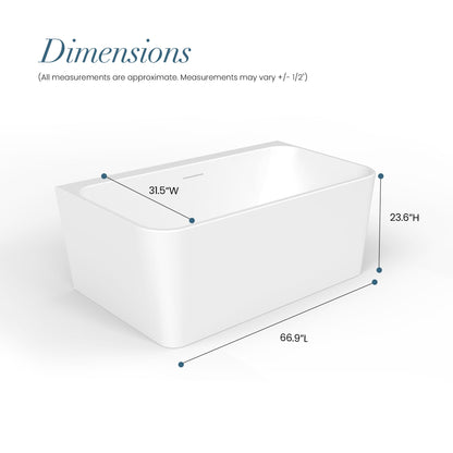Vinnova, Dashiel 67" x 31.5" Soaking Bathtub