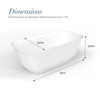 Vinnova, Orion 59" x 31.5" Soaking Bathtub