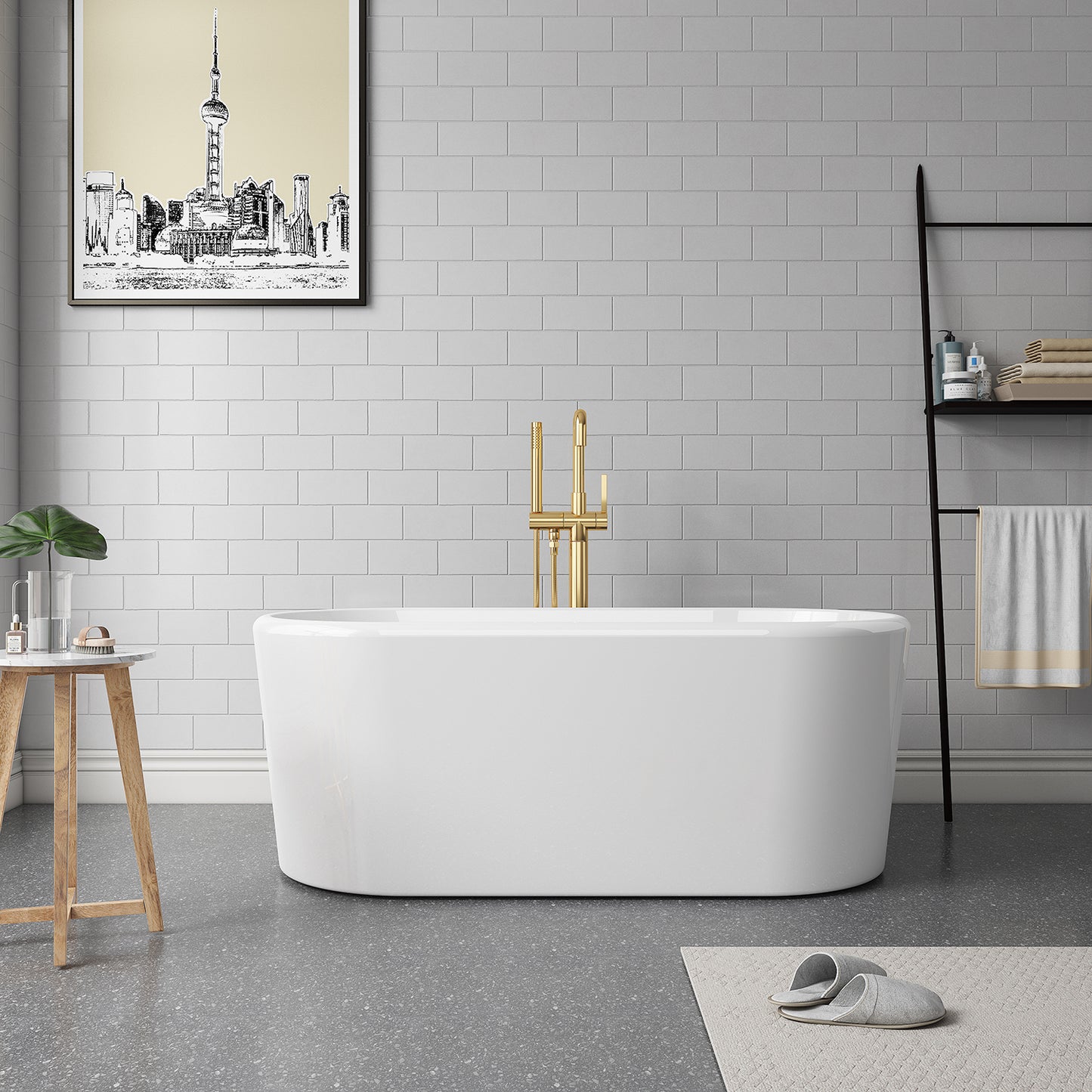 Vinnova, Caserta 59" x 27.6" Soaking Bathtub