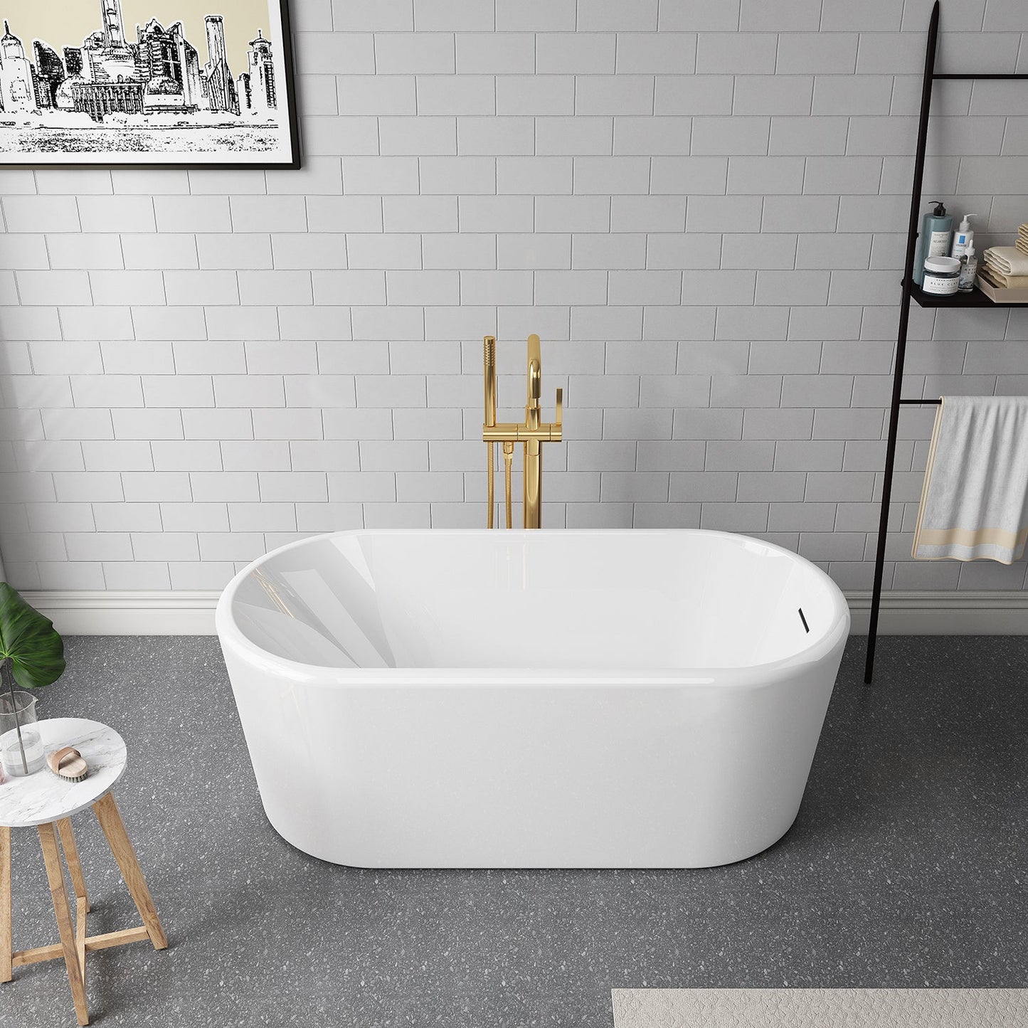 Vinnova, Caserta 59" x 27.6" Soaking Bathtub