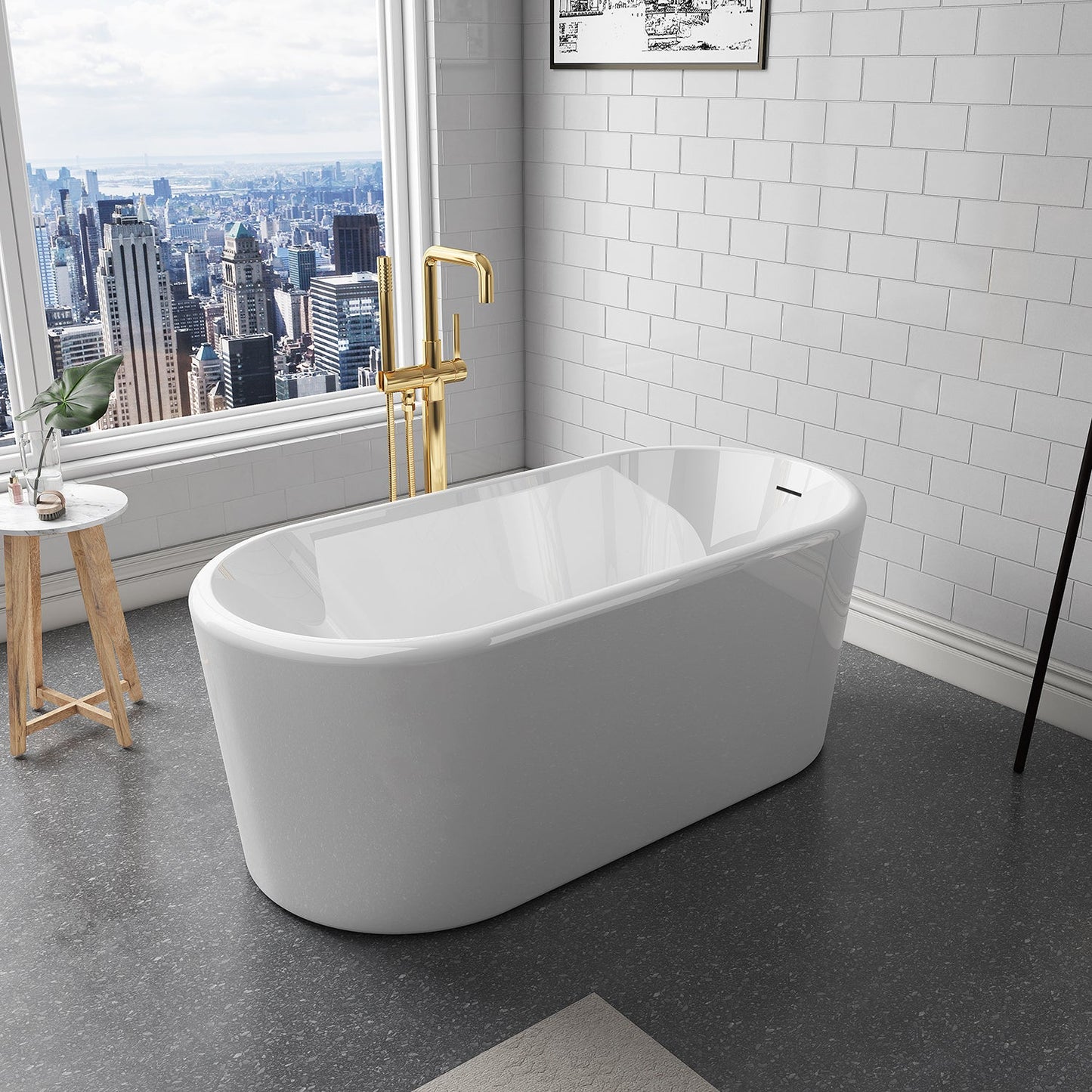 Vinnova, Caserta 59" x 27.6" Soaking Bathtub