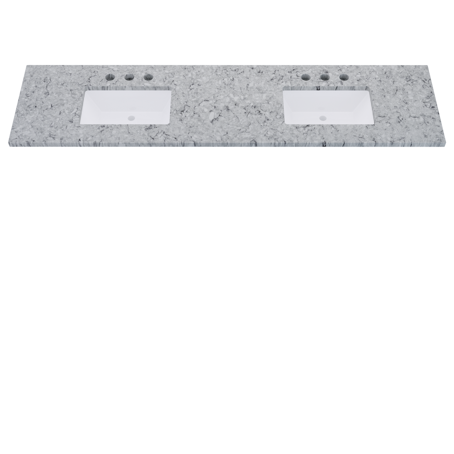 85" Vanderloc Silestone® Quartz Bathroom Vanity Top | Double Rectangle Sink | Centered in Pietra